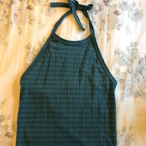 American Eagle Green Striped Halter Top